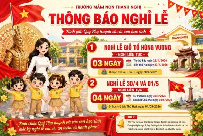 THÔNG BÁO LỊCH NGHỈ LỄ GIỖ TỔ HÙNG VƯƠNG 10/3; NGÀY GIẢI PHÓNG MIỀN NAM 30/4 & QUỐC TẾ LAO ĐỘNG 01/05